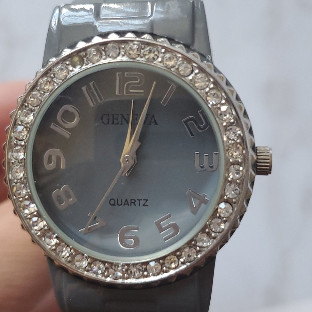Geneva Grey silicone cuff watch